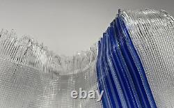 Glass Vase Hand Made Layered Fused String Bowl Blue Rare Collection Kitchen