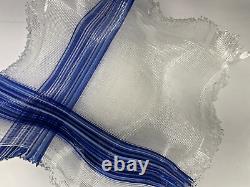 Glass Vase Hand Made Layered Fused String Bowl Blue Rare Collection Kitchen