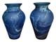 Glass Vase Set of 2 Phoenician Blue Marble Handblown in Palestine
