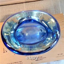 Glass vase with hole in middle Blue and Clear Heavy 12 Inches Tall