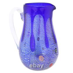 GlassOfVenice Murano Glass Carafe Silver Lava Blue