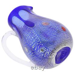 GlassOfVenice Murano Glass Carafe Silver Lava Blue