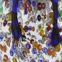 GlassOfVenice Murano Glass Millefiori Art Glass Bottle Vase Blue