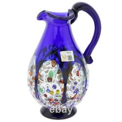 GlassOfVenice Murano Glass Millefiori Art Glass Carafe Blue