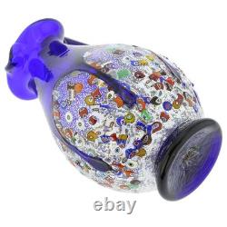 GlassOfVenice Murano Glass Millefiori Art Glass Carafe Blue