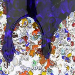 GlassOfVenice Murano Glass Millefiori Art Glass Spiky Vase Blue