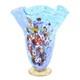 GlassOfVenice Murano Glass Millefiori Fazzoletto Vase Aqua Blue
