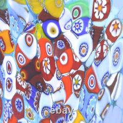 GlassOfVenice Murano Glass Millefiori Fazzoletto Vase Aqua Blue