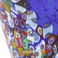 GlassOfVenice Murano Glass Millefiori Fazzoletto Vase Blue