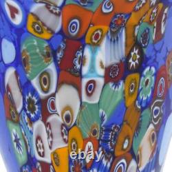 GlassOfVenice Murano Glass Millefiori Horn Of Plenty Vase Blue