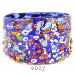 GlassOfVenice Murano Glass Millefiori Mosaic Bowl Blue