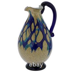 GlassOfVenice Murano Glass Silver Pitcher/ Carafe Blue Web