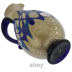 GlassOfVenice Murano Glass Silver Pitcher/ Carafe Blue Web