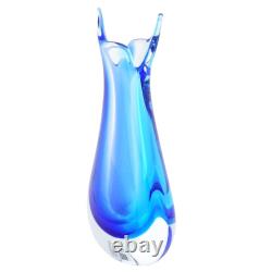 GlassOfVenice Murano Glass Sommerso Bud Vase Aqua Blue