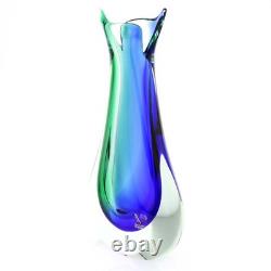 GlassOfVenice Murano Glass Sommerso Bud Vase Green Blue