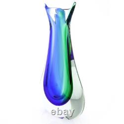 GlassOfVenice Murano Glass Sommerso Bud Vase Green Blue