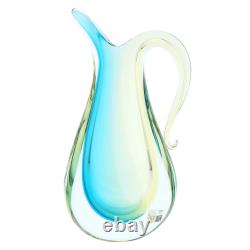 GlassOfVenice Murano Glass Sommerso Pitcher Vase Amber Aqua