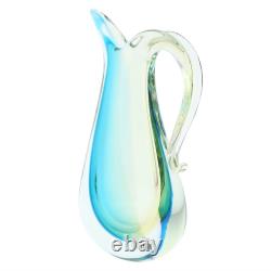 GlassOfVenice Murano Glass Sommerso Pitcher Vase Amber Aqua