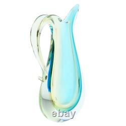 GlassOfVenice Murano Glass Sommerso Pitcher Vase Amber Aqua