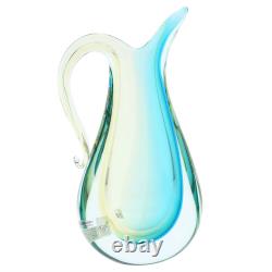 GlassOfVenice Murano Glass Sommerso Pitcher Vase Amber Aqua