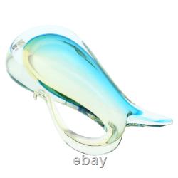 GlassOfVenice Murano Glass Sommerso Pitcher Vase Amber Aqua