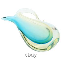 GlassOfVenice Murano Glass Sommerso Pitcher Vase Amber Aqua