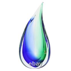 GlassOfVenice Murano Glass Sommerso Wave Vase Green Blue