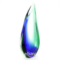 GlassOfVenice Murano Glass Sommerso Wave Vase Green Blue