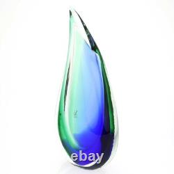 GlassOfVenice Murano Glass Sommerso Wave Vase Green Blue