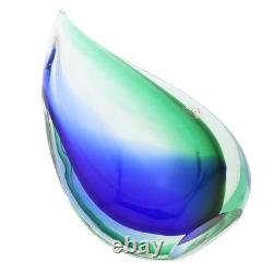 GlassOfVenice Murano Glass Sommerso Wave Vase Green Blue