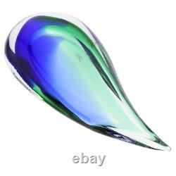 GlassOfVenice Murano Glass Sommerso Wave Vase Green Blue