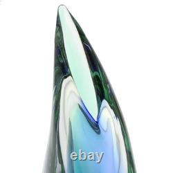 GlassOfVenice Murano Glass Sommerso Wave Vase Green Blue