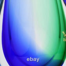 GlassOfVenice Murano Glass Sommerso Wave Vase Green Blue