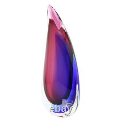 GlassOfVenice Murano Glass Sommerso Wave Vase Rose and Blue