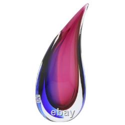 GlassOfVenice Murano Glass Sommerso Wave Vase Rose and Blue
