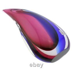 GlassOfVenice Murano Glass Sommerso Wave Vase Rose and Blue
