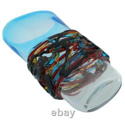 GlassOfVenice Murano Glass Vesuvio Oval Vase Aqua Blue