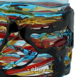 GlassOfVenice Murano Glass Vesuvio Oval Vase Aqua Blue