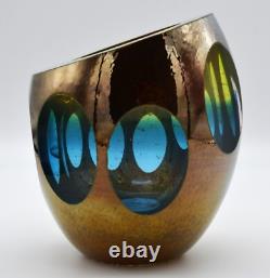 Global Views Molten Jewel Vase Aqua Faceted Art Glass