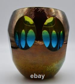 Global Views Molten Jewel Vase Aqua Faceted Art Glass