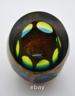Global Views Molten Jewel Vase Aqua Faceted Art Glass