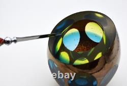 Global Views Molten Jewel Vase Aqua Faceted Art Glass