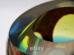 Global Views Molten Jewel Vase Aqua Faceted Art Glass
