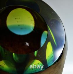 Global Views Molten Jewel Vase Aqua Faceted Art Glass Global Views Molten Jewel Vase Aqua Faceted Art Glass