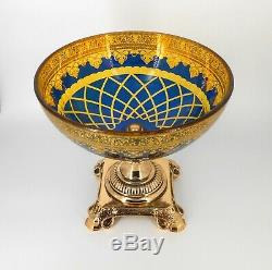 Gold pedestal crystal vase / Gift / Centerpiece / Fruit bowl / Home decorative