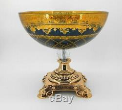 Gold pedestal crystal vase / Gift / Centerpiece / Fruit bowl / Home decorative