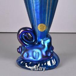 Gorgeous Colin Heaney Iridescent Cobalt Blue Vase Lamp, Shell Base Australian