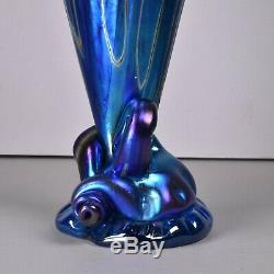 Gorgeous Colin Heaney Iridescent Cobalt Blue Vase Lamp, Shell Base Australian
