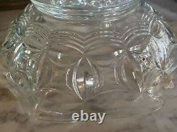 Gorgeous Glass Rare AQUA BLUE /Clear EPERGNE, 3 Horn With Pattern Glass Bowl
