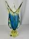 Gorgeous MCM PETRA MURANO 3 pointed Yellow and Blue Glass Art Vase from Italy